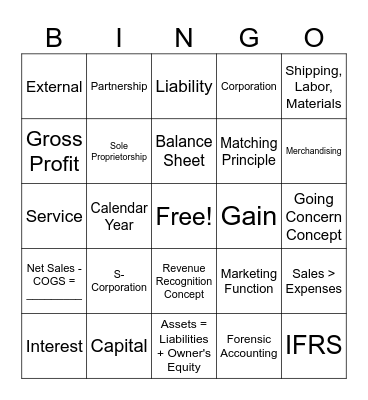 Accounting Bingo Card