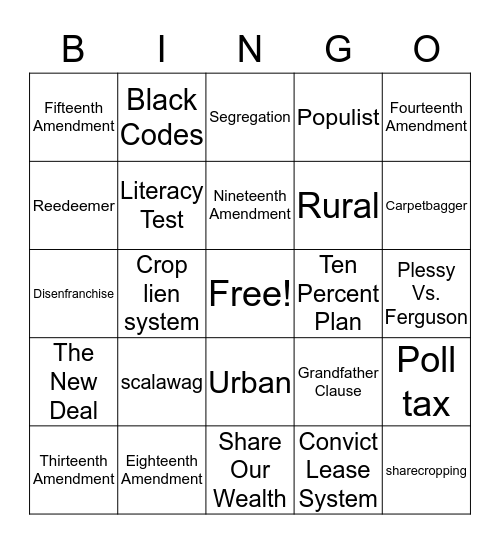 Third Nine Weeks Exam Review Bingo Card