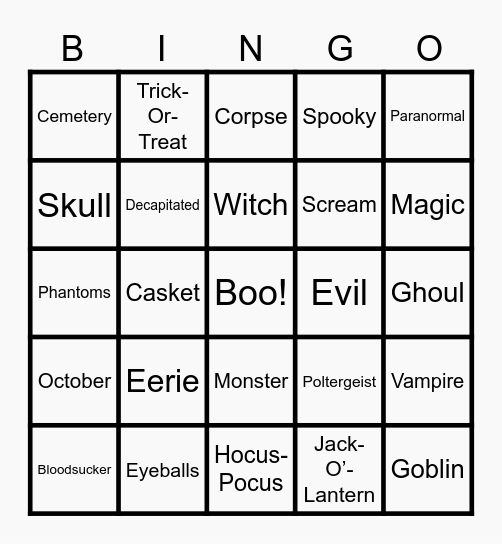 Boo Bingo Card
