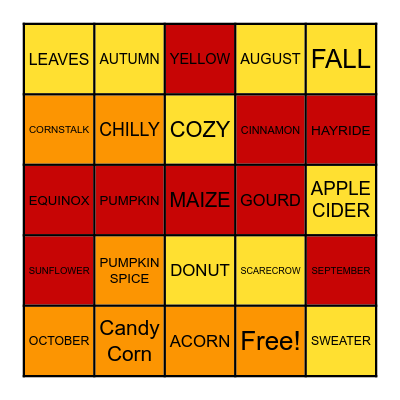 Fall Bingo Card