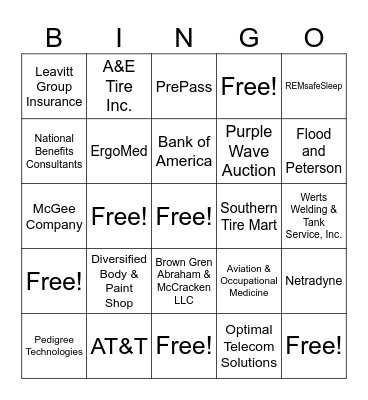 2023 CMCA Convention Exhibitor Bingo Card