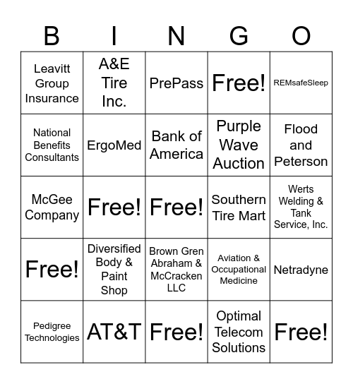 2023 CMCA Convention Exhibitor Bingo Card