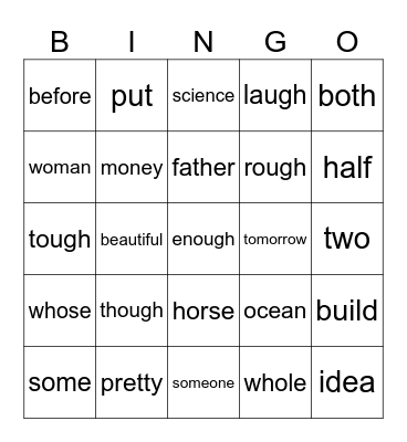 84 Bingo Card