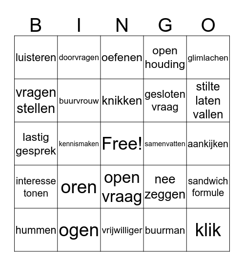 Zonnebloem: 'Hoe bedoel je?' Bingo Card