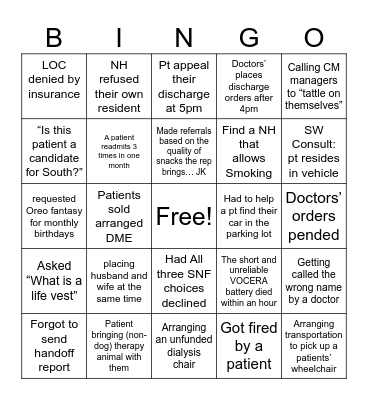 Case Management Week Bingo Card