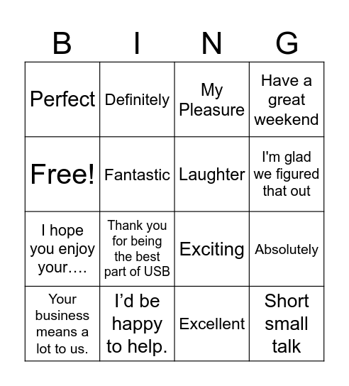 Sentiment Bingo Card