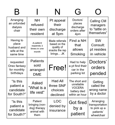 Case Management Week Bingo Card