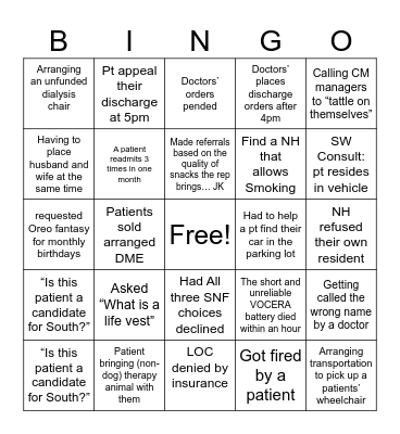 Case Management Week Bingo Card