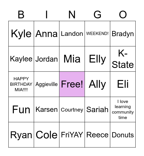 Learning Community !!! Bingo Card