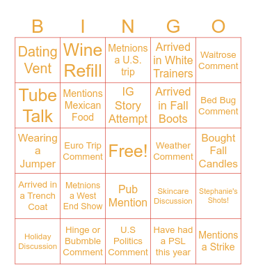 BASIC LONDON Bingo Card