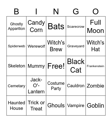 Halloween Bingo Card