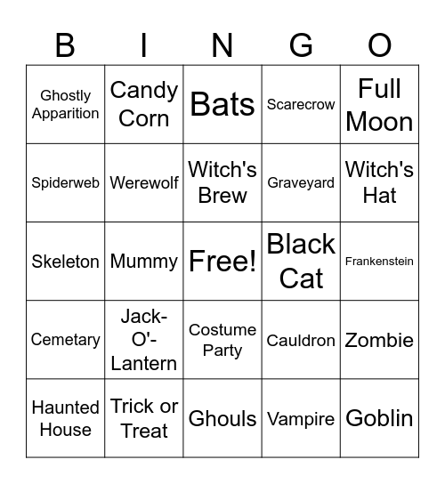 Halloween Bingo Card