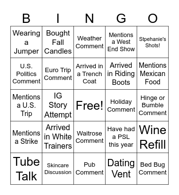 BASIC LONDON Bingo Card
