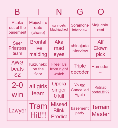 IJL BINGO!!! Bingo Card