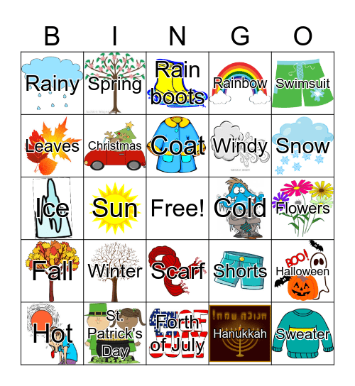 Seasons Bingo Card