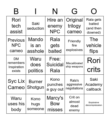 Team Five Space-Bingo Card