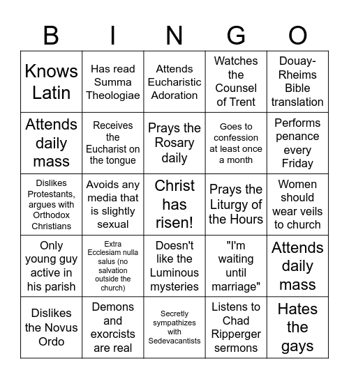 Trad Cath Bingo Card