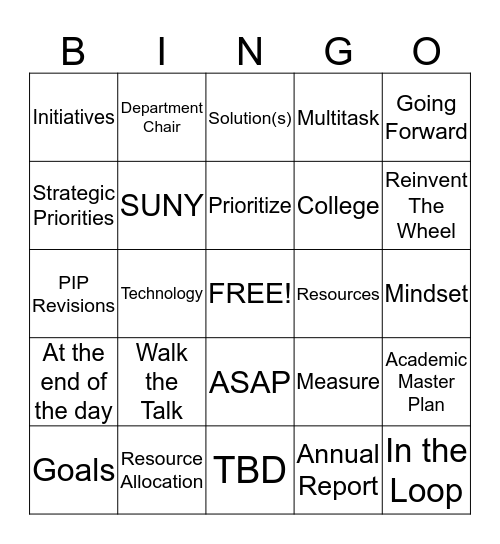 Buzzword Bingo!!! Bingo Card