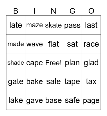 WW3: Long and Short a Bingo Card