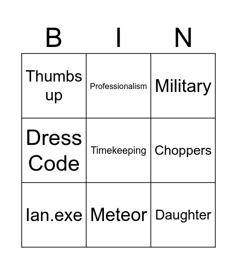 Ian Bingo Card