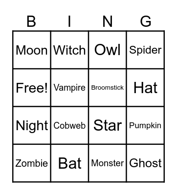 Halloween Bingo Card