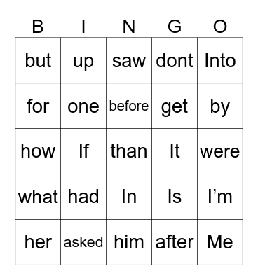 Sight Words 2nd Bingo Card