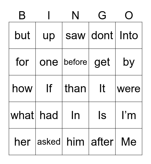 Sight Words 2nd Bingo Card