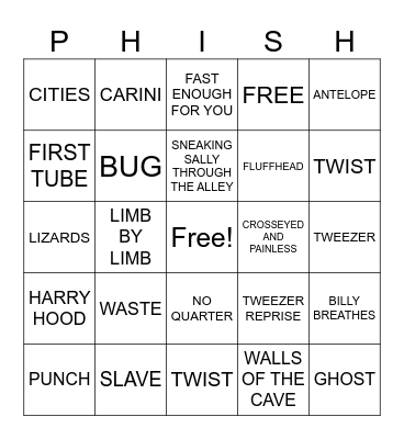 Mike's Songs: MSG RUN Bingo Card