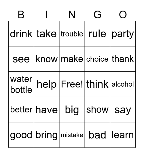 Corey makes a decision Bingo Card