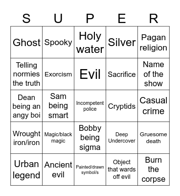 Supernatural Bingo Card
