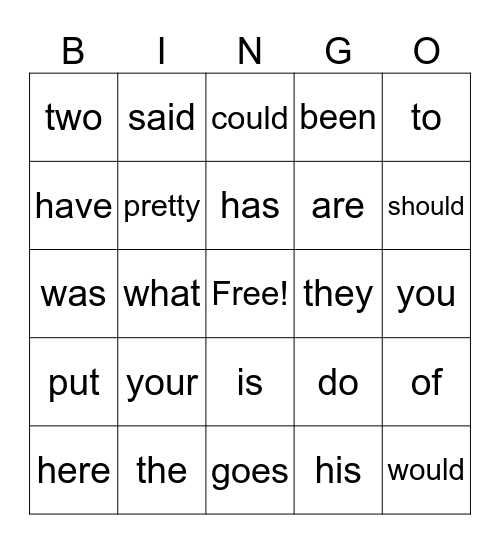 Jailbird Word Bingo Card