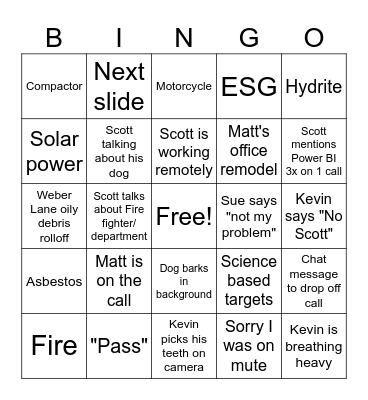 Teams Meetings Bingo Card