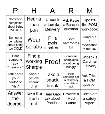 Pharmacy Week Bingo 2023! Bingo Card