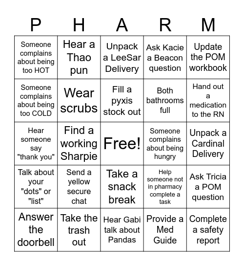 Pharmacy Week Bingo 2023! Bingo Card