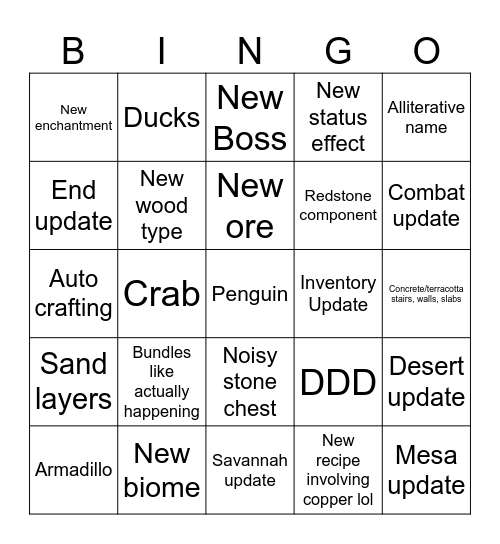 1.21 Bingo Card