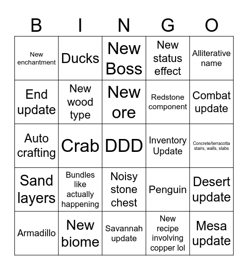 1.21 Bingo Card