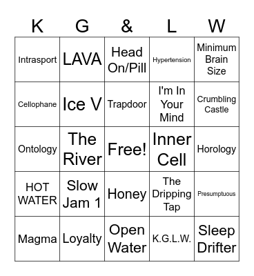 KGLW: Mike's Favorite Songs Bingo Card