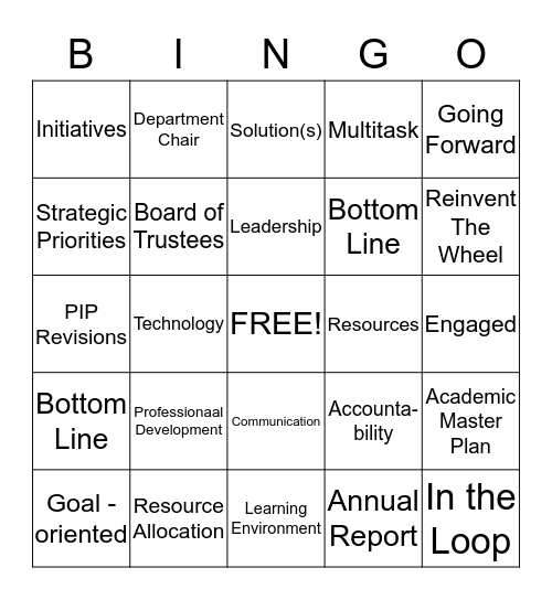 Buzzword Bingo!!! Bingo Card