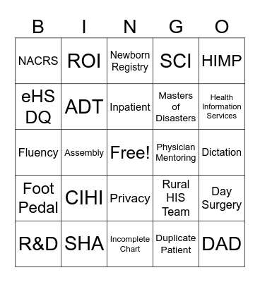 HIM Week 2023 Bingo Card