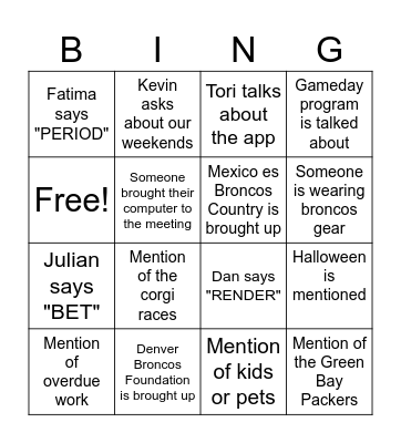 Branding Iron Bingo Card