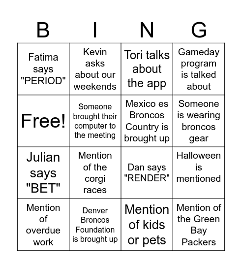 Branding Iron Bingo Card