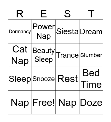 Sleepy Time Bingo Card
