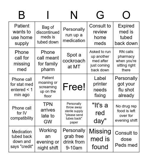 Pharmacy Week BINGO Card