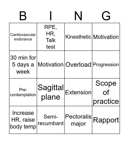 GX Workshop Review Bingo Card