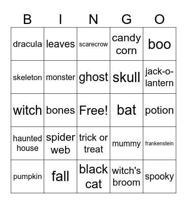 Halloween Bingo Card