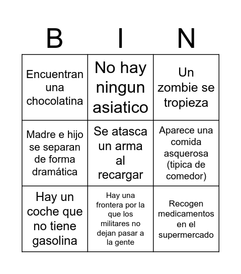 Guerra mundial Z Bingo Card