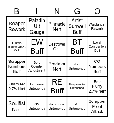 October Balance Patch Bingo Card