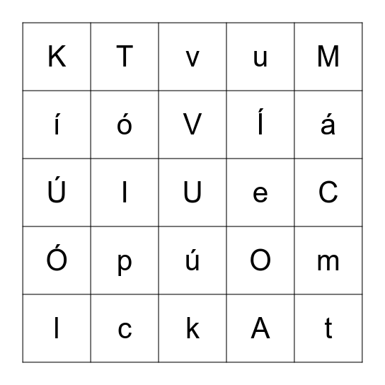 BINGÓ betűkkel Bingo Card