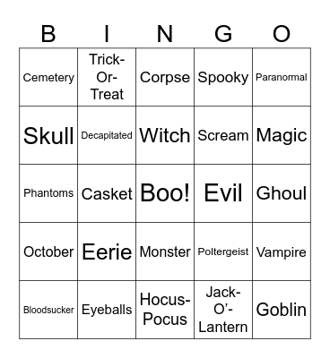 Boo! Bingo Card