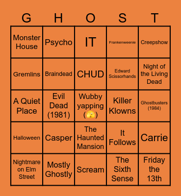 Halloween Movie Bingo 👻🎃 Bingo Card